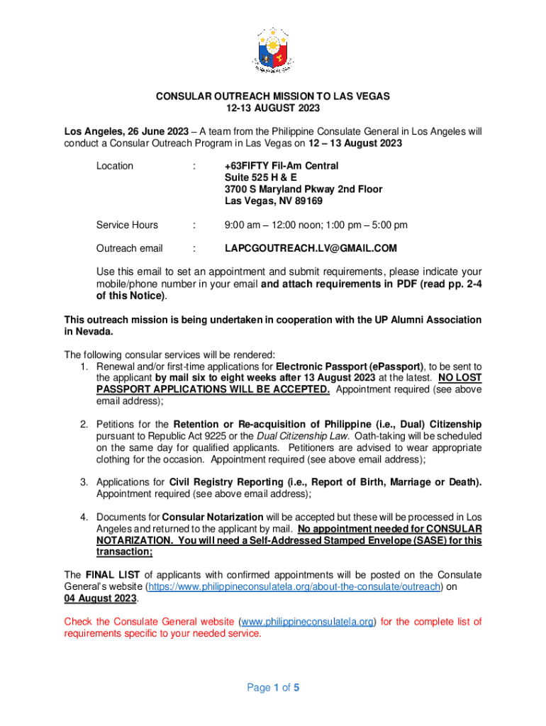  Philippine Consulate Outreach Notice 2023
