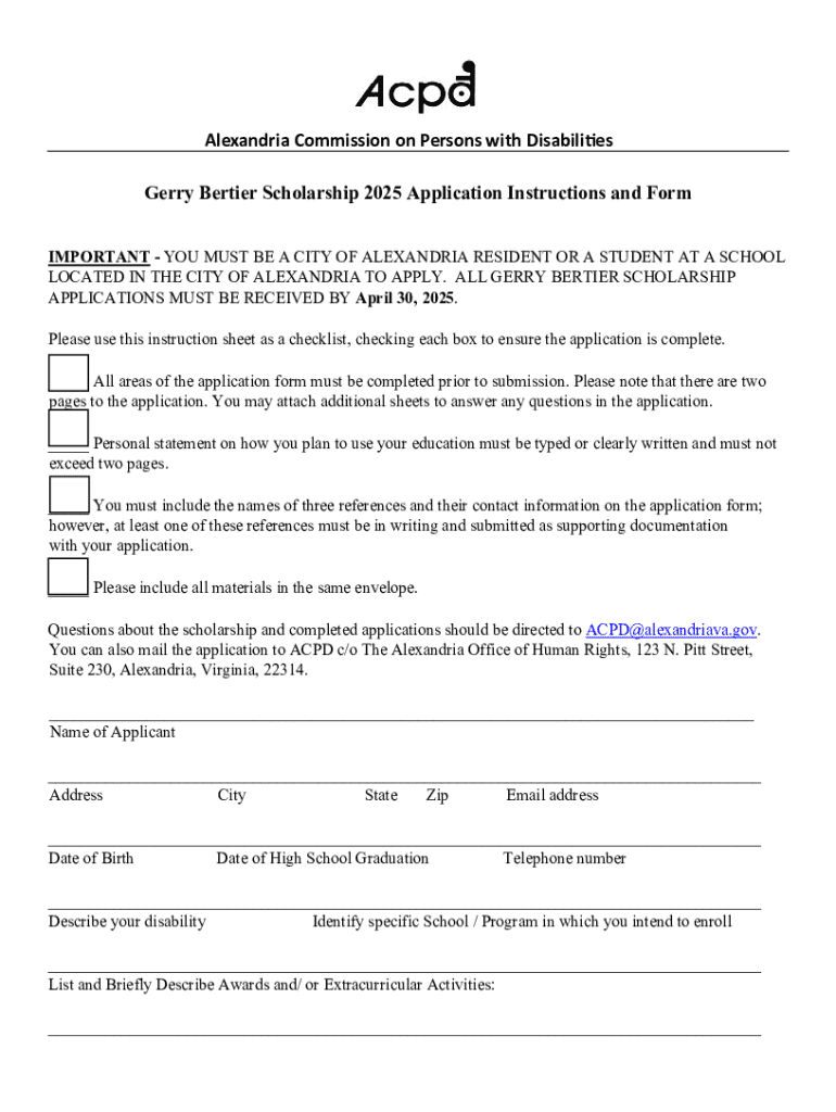  Gerry Bertier Scholarship Application Form 2025-2026