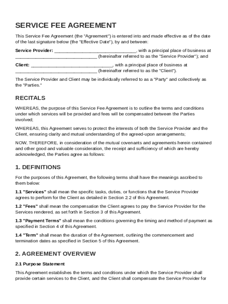Service Fee Agreement Template  Form