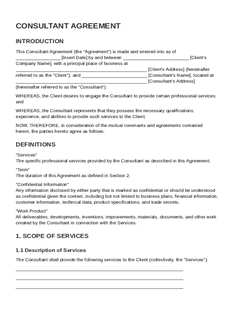 Consultants Contract Template  Form