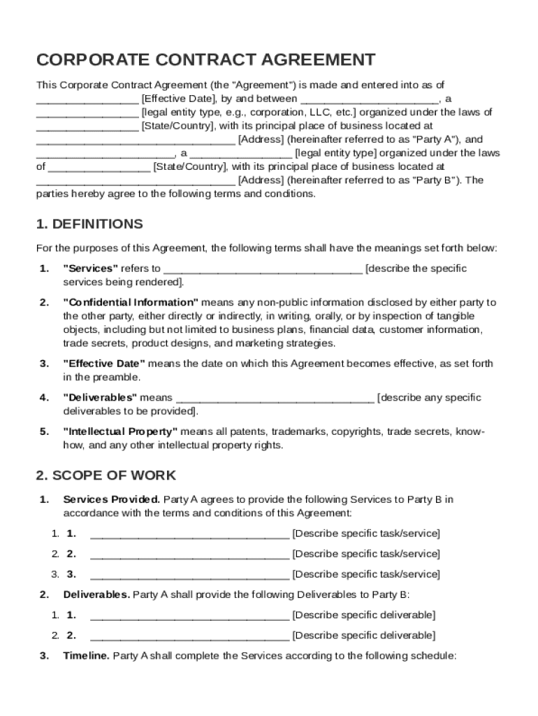Corporate Contract Template  Form
