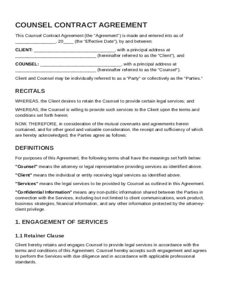 Counsel Contract Template  Form
