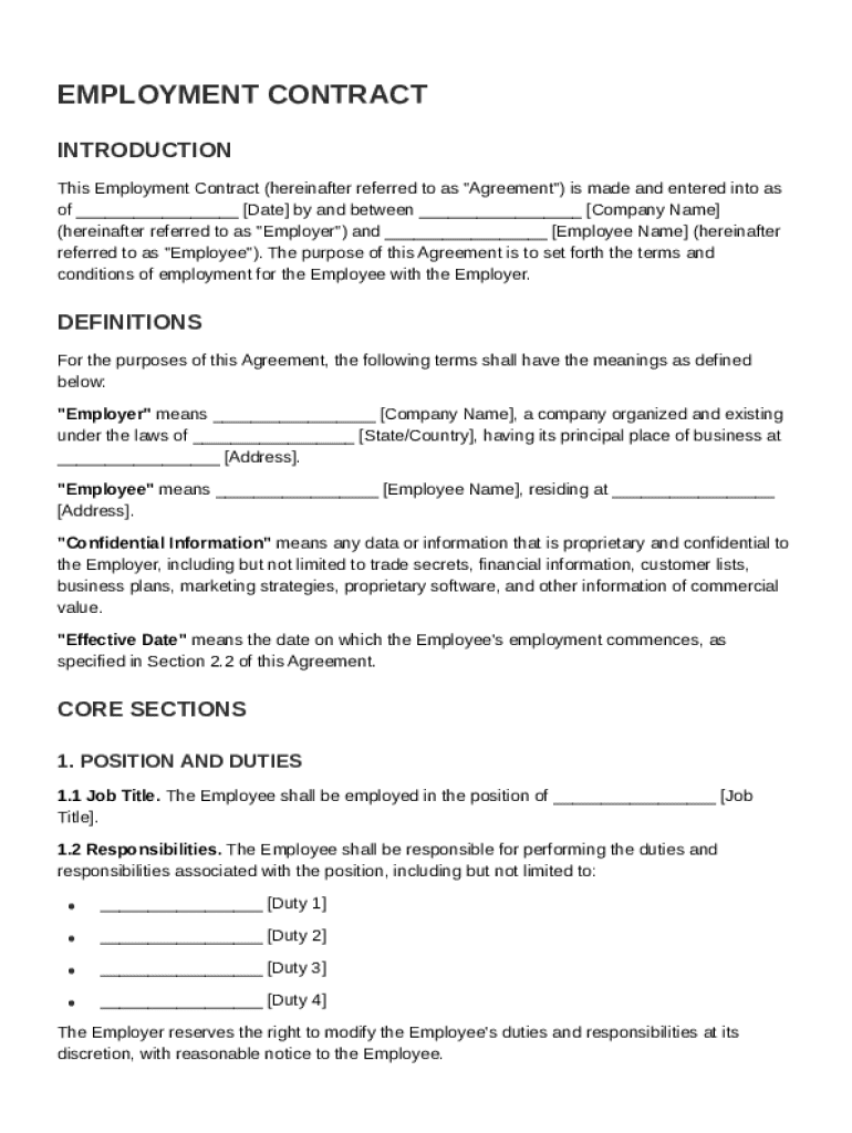 HR Employment Contract Template  Form