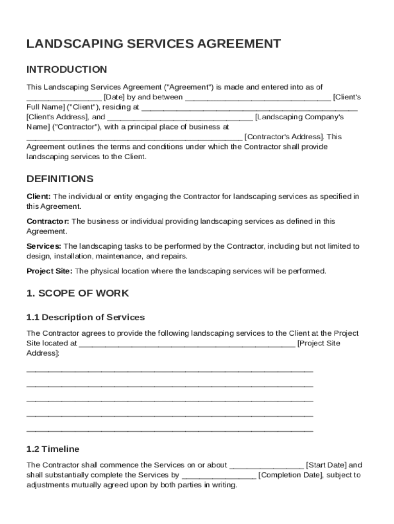 Landscaping Contract Template  Form