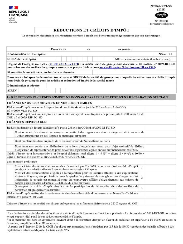 French Tax Credit and Deduction Summary Form