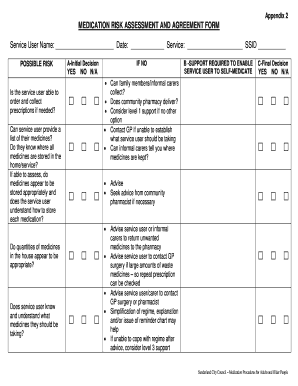 Medication Risk Assessment Example  Form