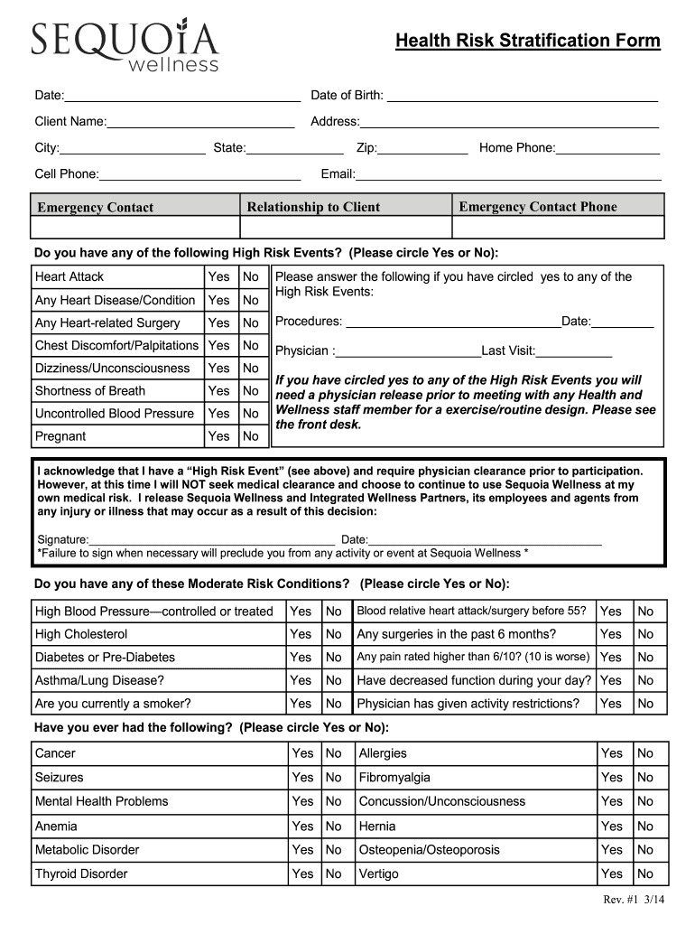 Health Risk Assessment Form