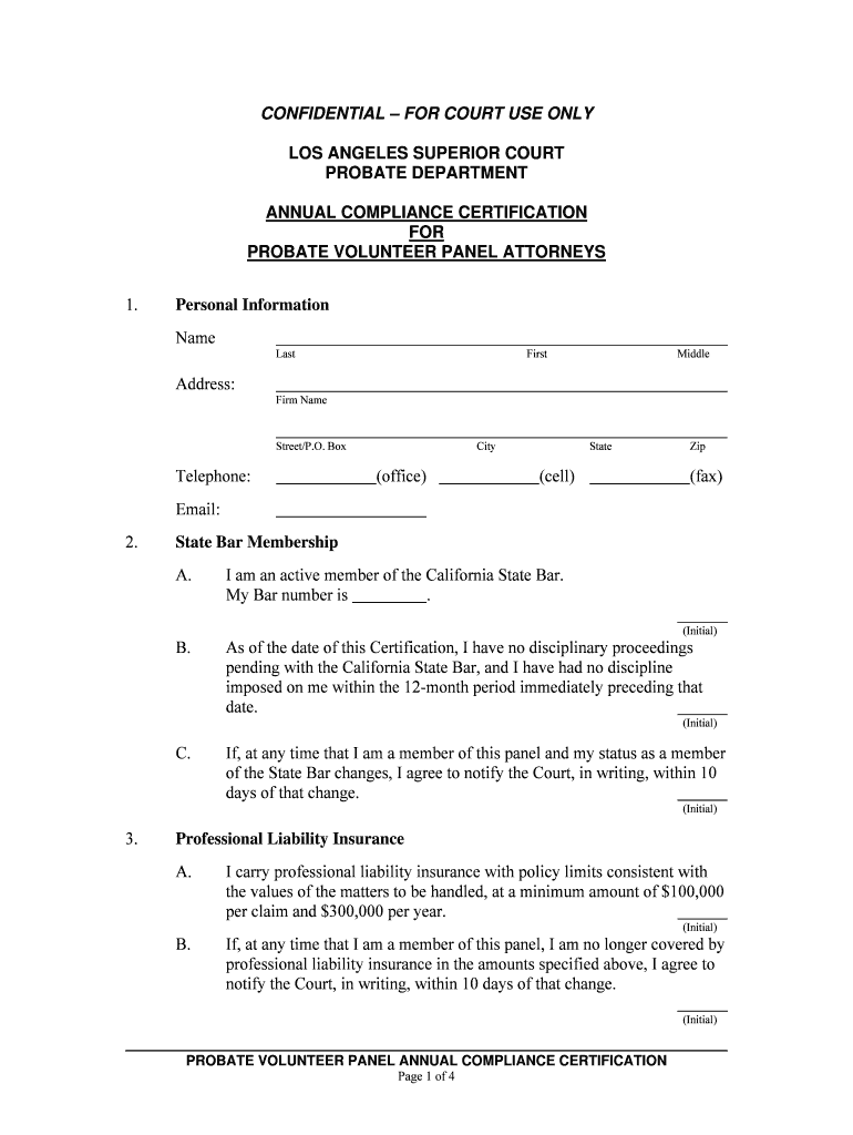  for Court Use Only Los Angeles Superior Court Probate Department 2013