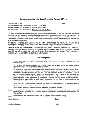 Neuromodulator Consent Form