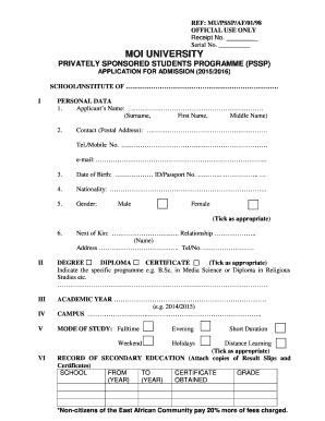 Moi University Website  Form