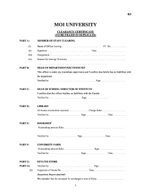 Moi University Student Portal Clearance  Form