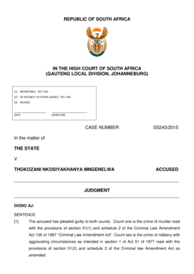 Republic of South Africa High Court Logo  Form