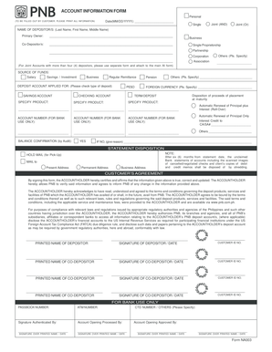 Account Information Form Philippine National Bank