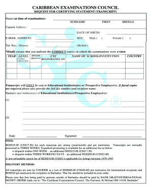 What Does a Cxc Transcript Looks Like  Form