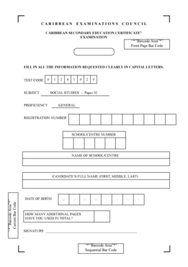 Social Studies Caribbean Examinations Council Cxc  Form