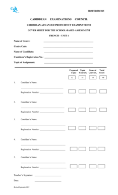 English Sba Cover Page  Form