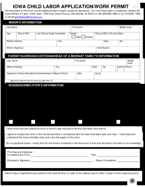 Iowa Work Permit  Form