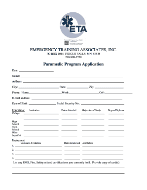 Paramedic Application Form
