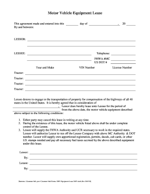 Vehicle Motor  Form