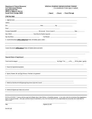 Ga Dnr Special Permits  Form