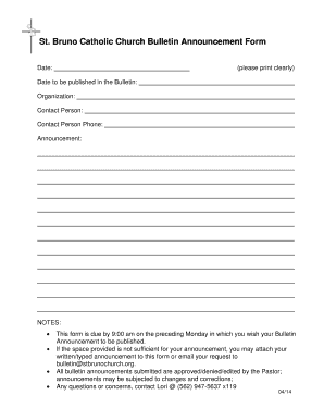 Church Announcements PDF  Form
