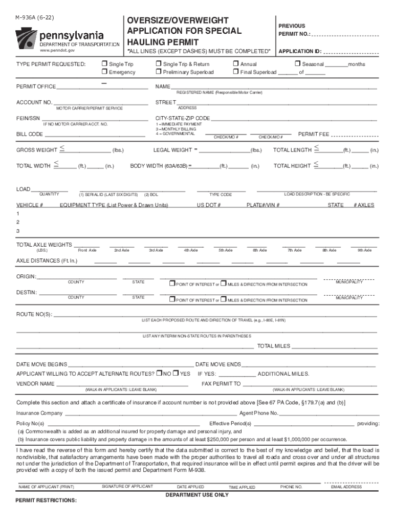 Pa Hauling Permit  Form