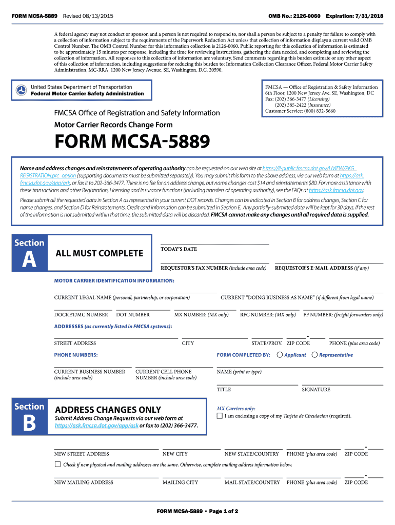  Form Mcsa 5889 2015