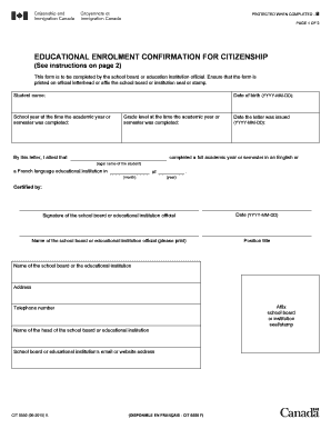 CIT 0550 E Educational Enrolment Confirmation Citizenship Cic Gc  Form