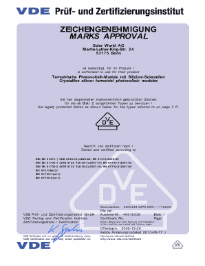 IEC 61215 SolarWorld Sunmodule Certificate IEC 61215 SolarWorld Sunmodule Certificate  Form