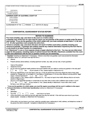 Gc 251 Confidential Guardianship Status Report California Courts  Form