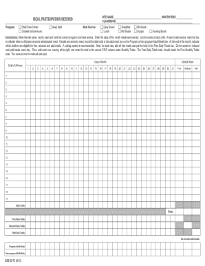 Meal Participation Record  Form