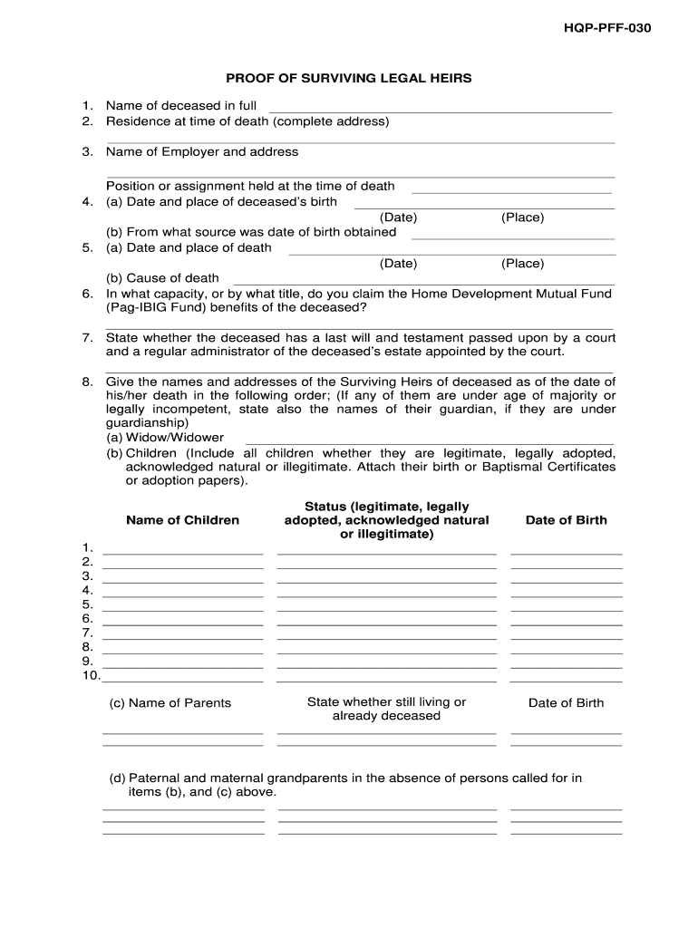 Get and Sign Sample Proof of Surviving Legal Heirs 2018-2022 Form