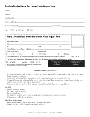  Bronze Star License Plates Request Form  CyberDrive Illinois 2013