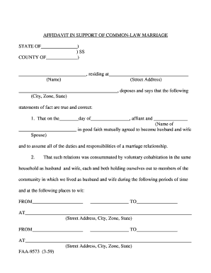 AFFIDAVIT in SUPPORT of COMMON LAW MARRIAGE STATE Dfas  Form