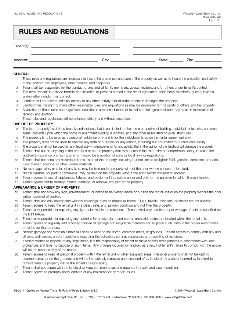 994L Rules and Regulations 324 Letter Size  Form