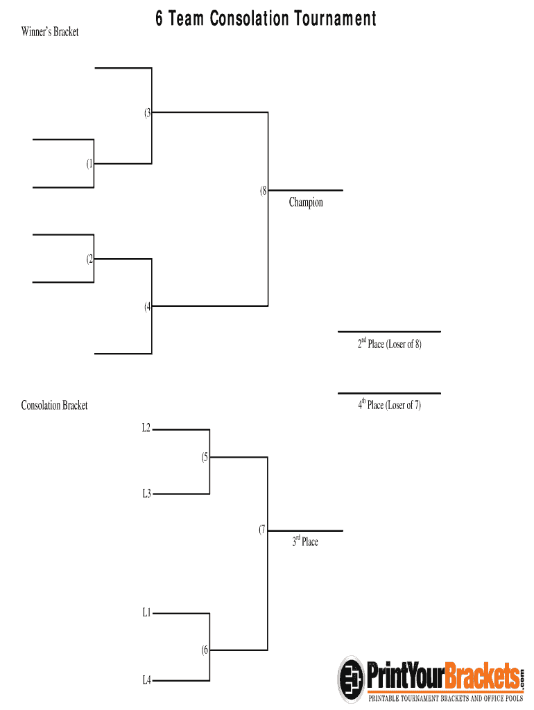 6 Team Single Elimination Bracket Form Fill Out and Sign Printable