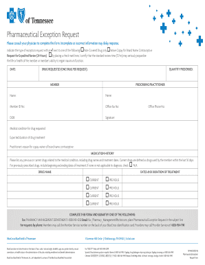 Pharmaceutical Exception Request Form BlueCross BlueShield of