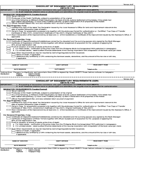 Estate Tax Return Checklist of Documentary Requirements Annex B3  Form