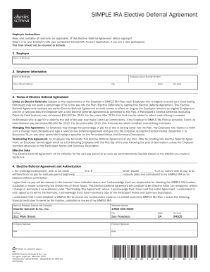 Schwab Simple Ira Elective Deferral Agreement  Form