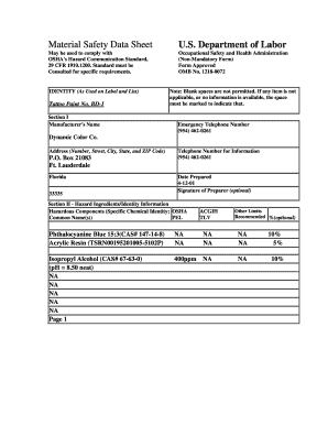 Dynamic Ink Ingredients  Form