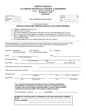  Limited Special Occasion Permit Application NC Gov 2015