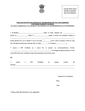 Nri Sponsorship Certificate Sample  Form