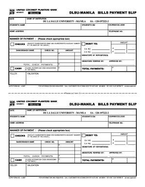 Bills Payment Slip  Form