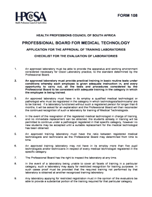 FORM 108 PROFESSIONAL BOARD for MEDICAL HPCSA Hpcsa Co