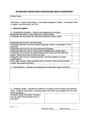 Standard Operating Procedure Sample PDF  Form