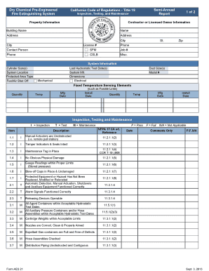 Microsoft InfoPath NFPA 25 Form AES 21 Dry Chemical Pre Engin Osfm Fire Ca