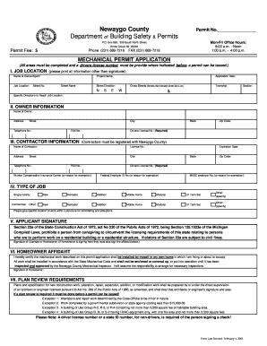 Mechanical Permit Application Newaygo County Government  Form
