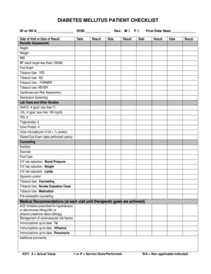 Diabetes Checklist for Physicians PDF  Form