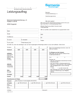 Barmenia Leistungsauftrag PDF  Form