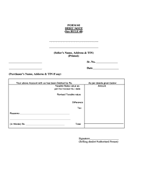 Debit Note Format in PDF